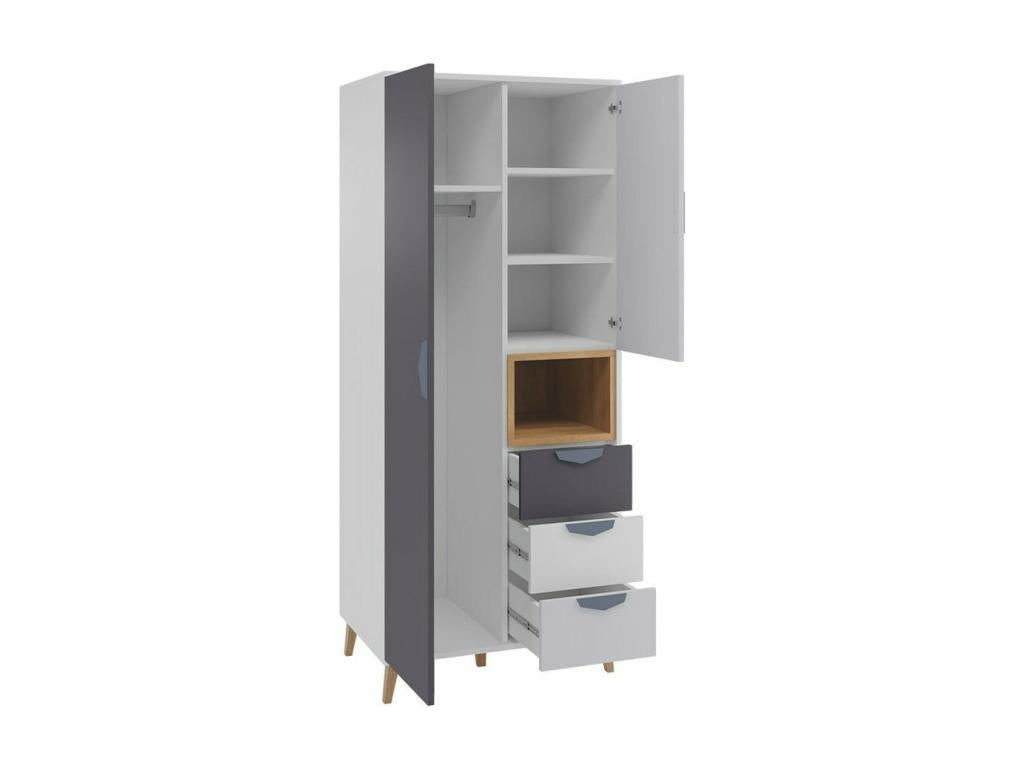 Zensova 101 Zensova oak cabinet - White - Zensova - Gray 190x80x55cm Number of shelves 4 TUFT00533