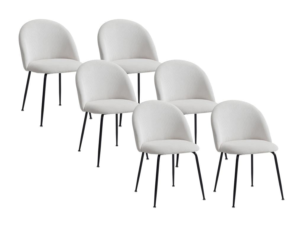 Set of 6 Zensova corduroy and stainless steel chairs - Cream - Zensova XCZF67306