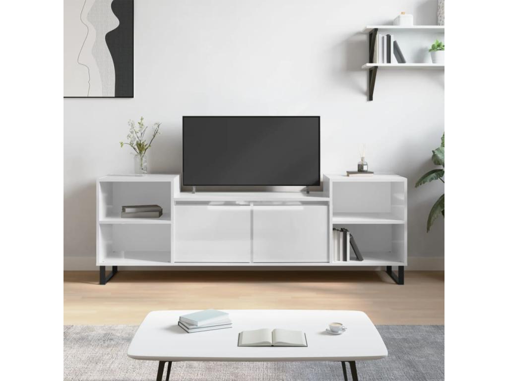 High-gloss white TV stand 160x35x55 cm Zensovaing¨¦nierie HTNK19841