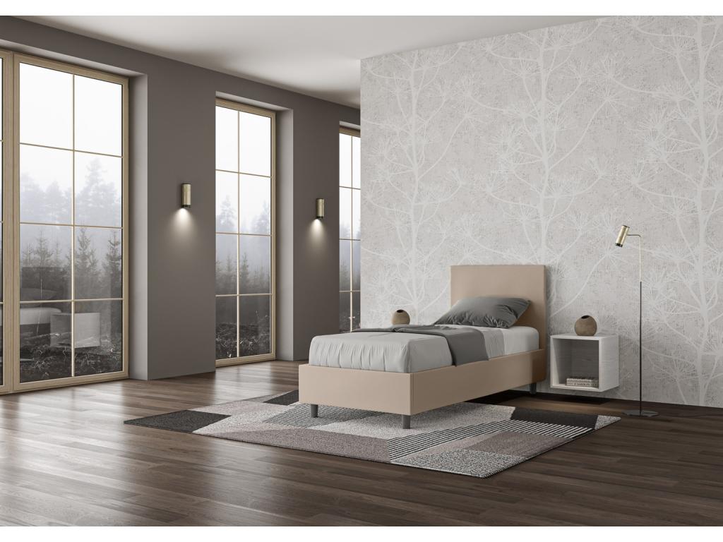Upholstered bed in dove grey faux leather, Zensova, without Zensova cover, 80x200 HFTE16514