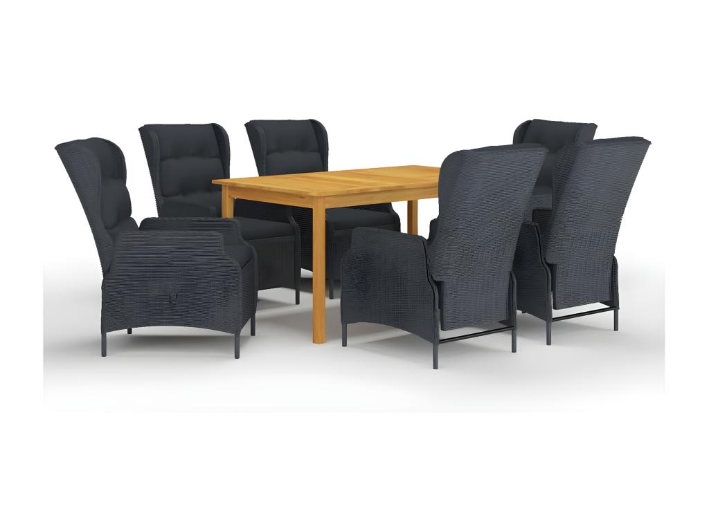 7-piece garden dining set, dark grey 8 BDVW32452