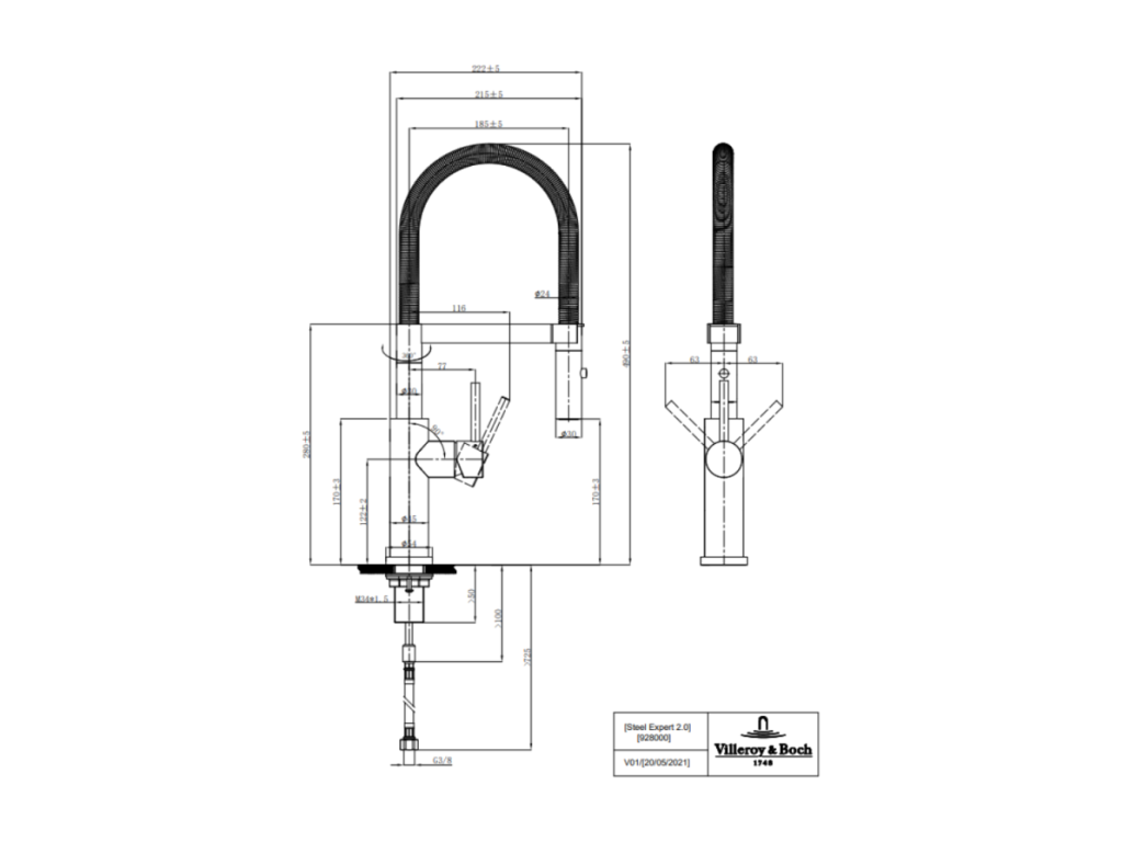 ET BOCH Expert 2.0 Solid Steel Kitchen Faucet for Cleaning QNMO93589