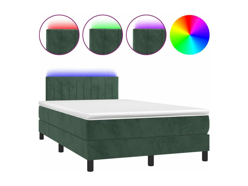 Bed base with dark green LED mattress 120x190 cm NSBE75061