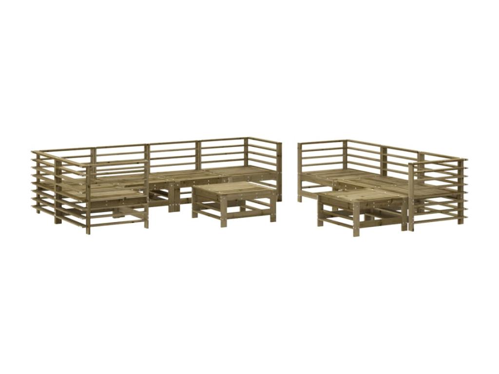 10-piece garden furniture set with cushions, impregnated pine wood AAVD24656