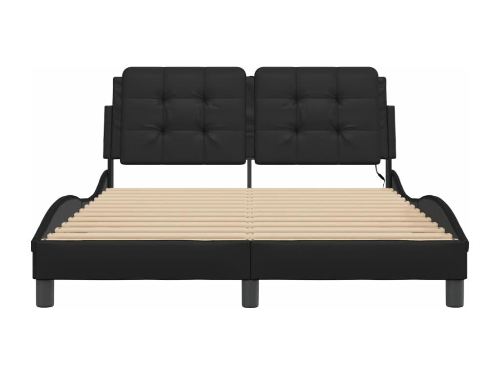 Bed frame with Zensova LED light, 140x200 cm, faux leather, NKVY08699