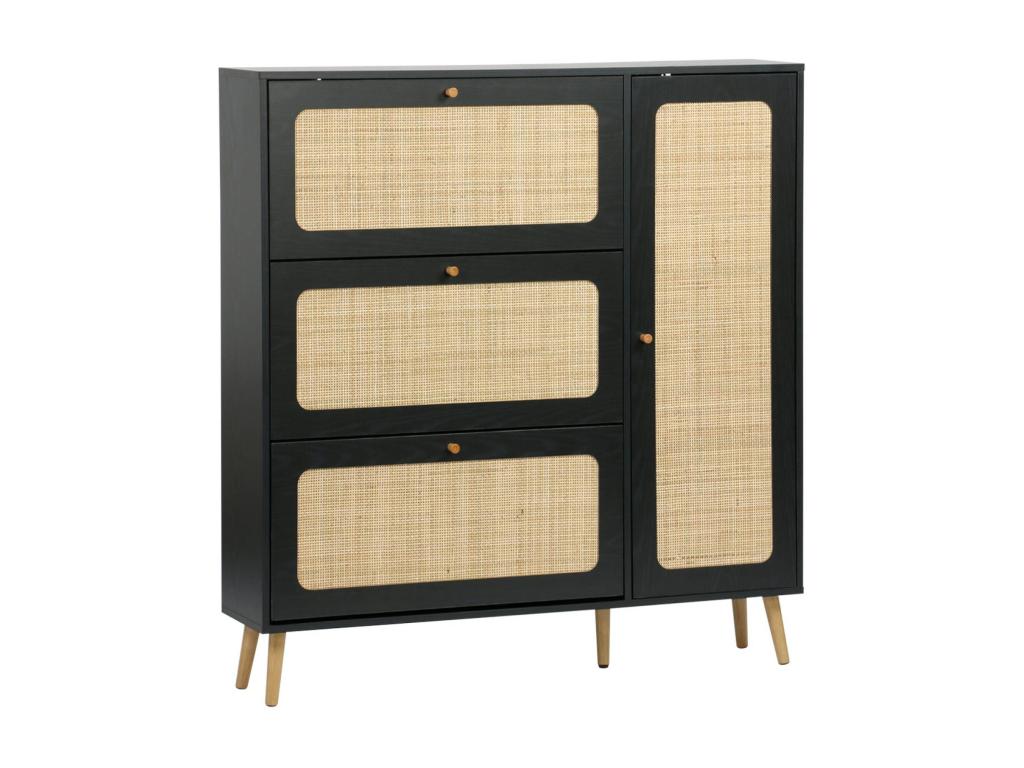 Zensova cane shoe cabinet - 3 drawers - 1 door - 21 pairs - 120x24x125 cm JOKS36190