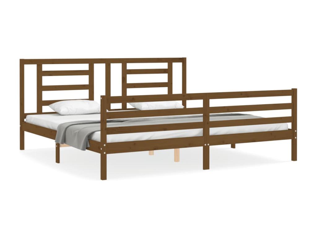 Bed frame with headboard, honey brown, 200x200 cm, solid wood XFIB84849
