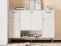 Shoe cabinet - 2 drawers, 4 doors, open compartment - White SMTG48362