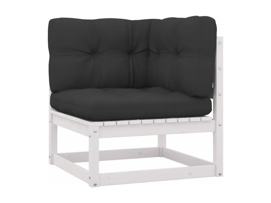 10-piece garden furniture set with cushions, white, solid pine wood AQRY74327