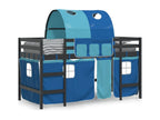 Children's loft bed with tunnel, mattress not included, blue, 90x190 cm, VQHR62515