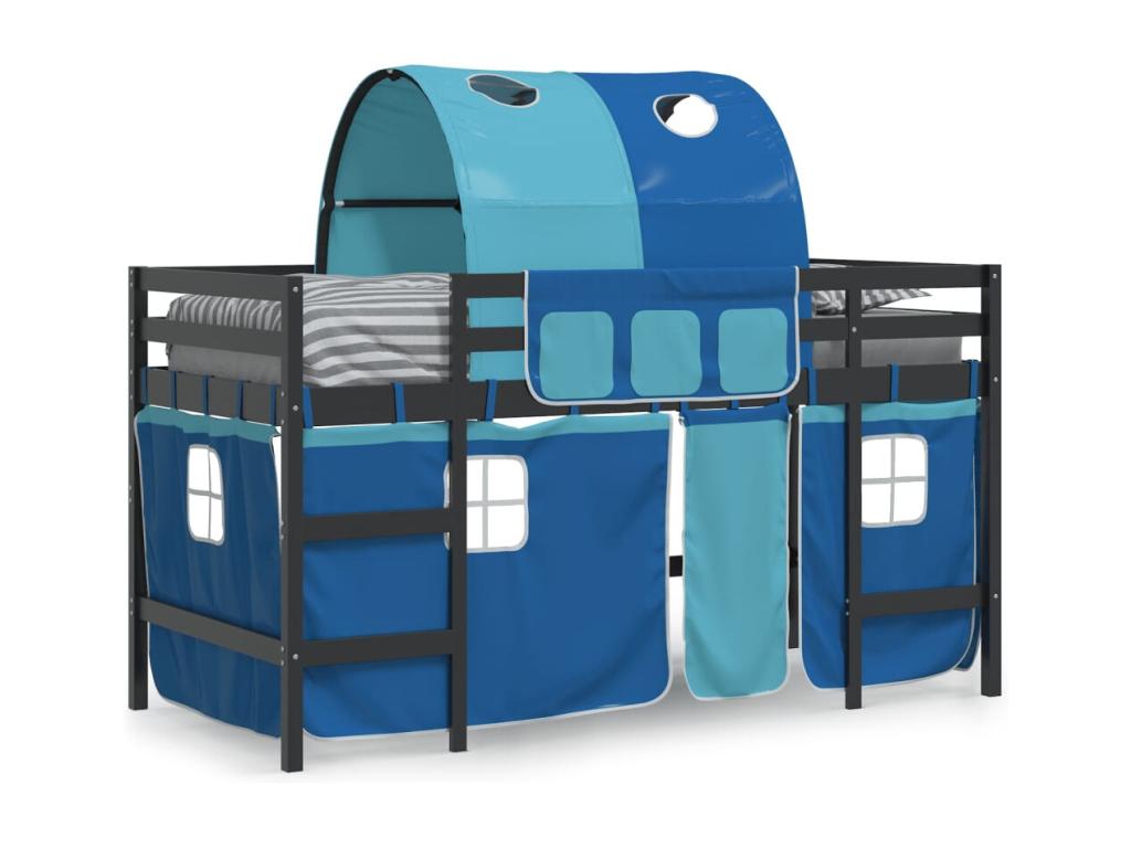 Children's loft bed with tunnel, mattress not included, blue, 90x190 cm, VQHR62515