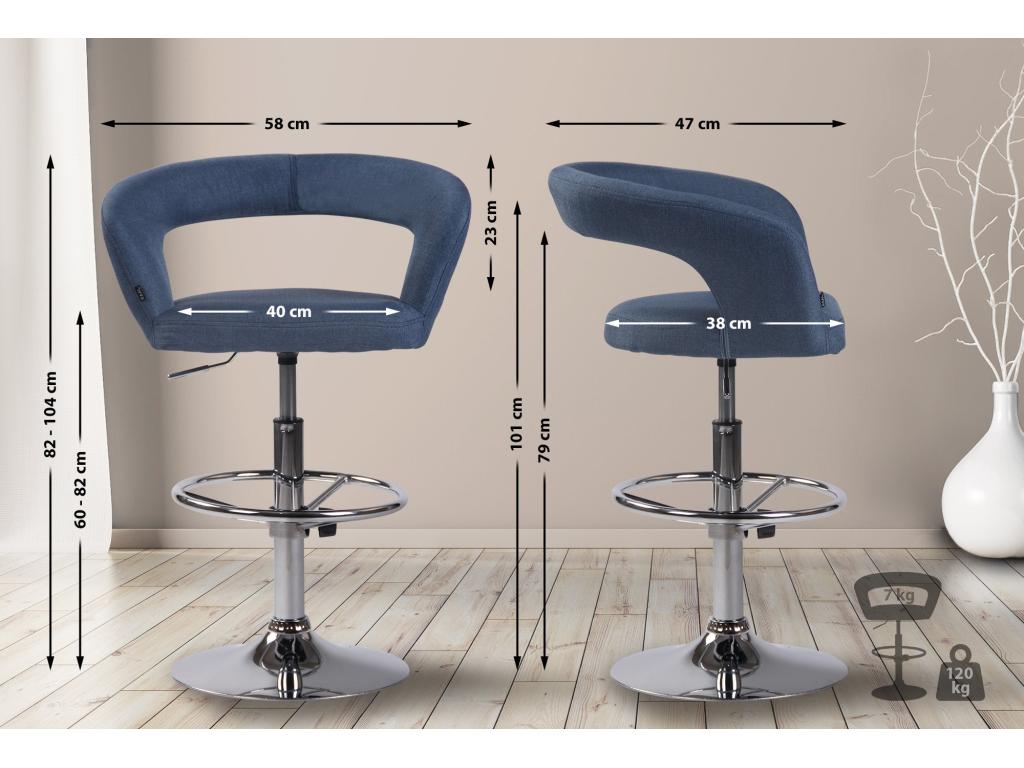 Set of 2 blue metal stools 58x47x82 cm 10 0004223 NDBZ46441