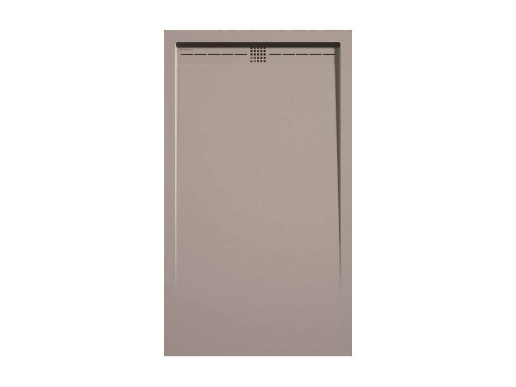 Sand-colored shower tray with smooth finish, CACH colored grate - 110x90 cm QBFC43621