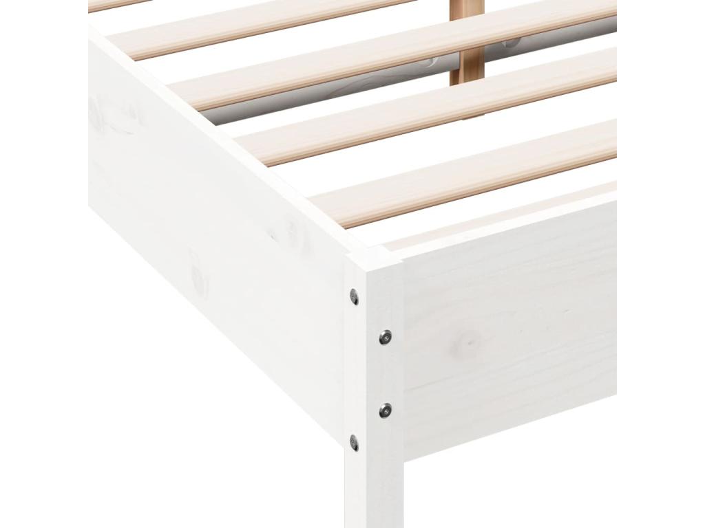 White bed frame 140x200 solid pine wood TGXR55321