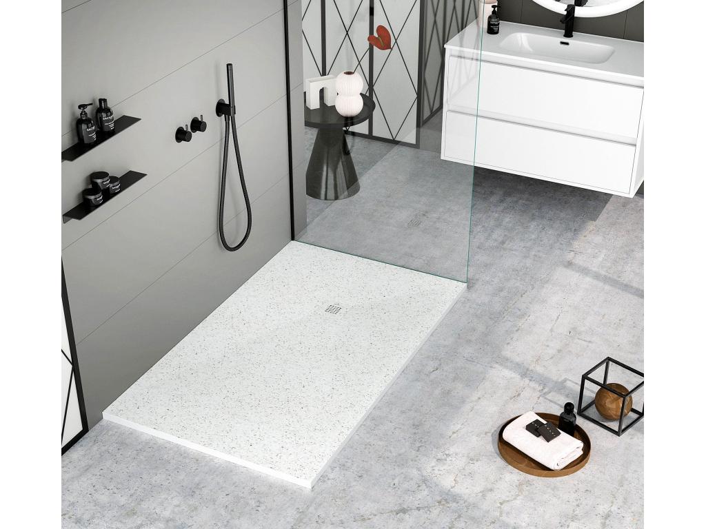 Zensova White Shower Tray with Smooth Finish, Zensova 3D Color Grid - 100x70 cm JREX80097