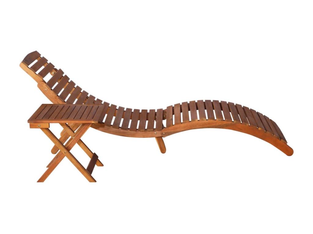 Brown wooden sun lounger/deckchair 184x55x64 cm 02 0012602 WALD38321