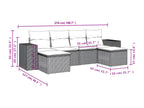 Garden furniture set with cushions, 6 pieces, beige woven resin, SERL92553