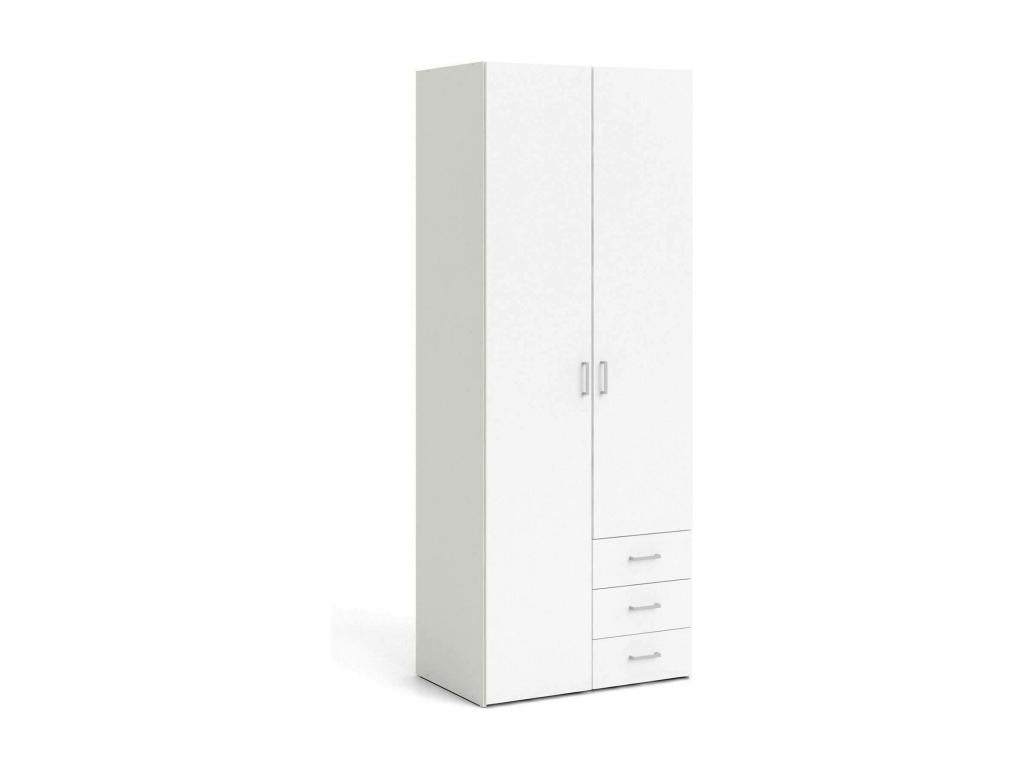 Zensova 2-Door Wardrobe, Bedroom Furniture, Walk-in Closet, Clothes Closet, 77x50 h200 cm, White, JVAH82791