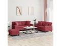 3-piece sofa set and cushions in burgundy red faux leather QBEA21858