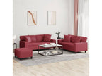 3-piece sofa set and cushions in burgundy red faux leather QBEA21858