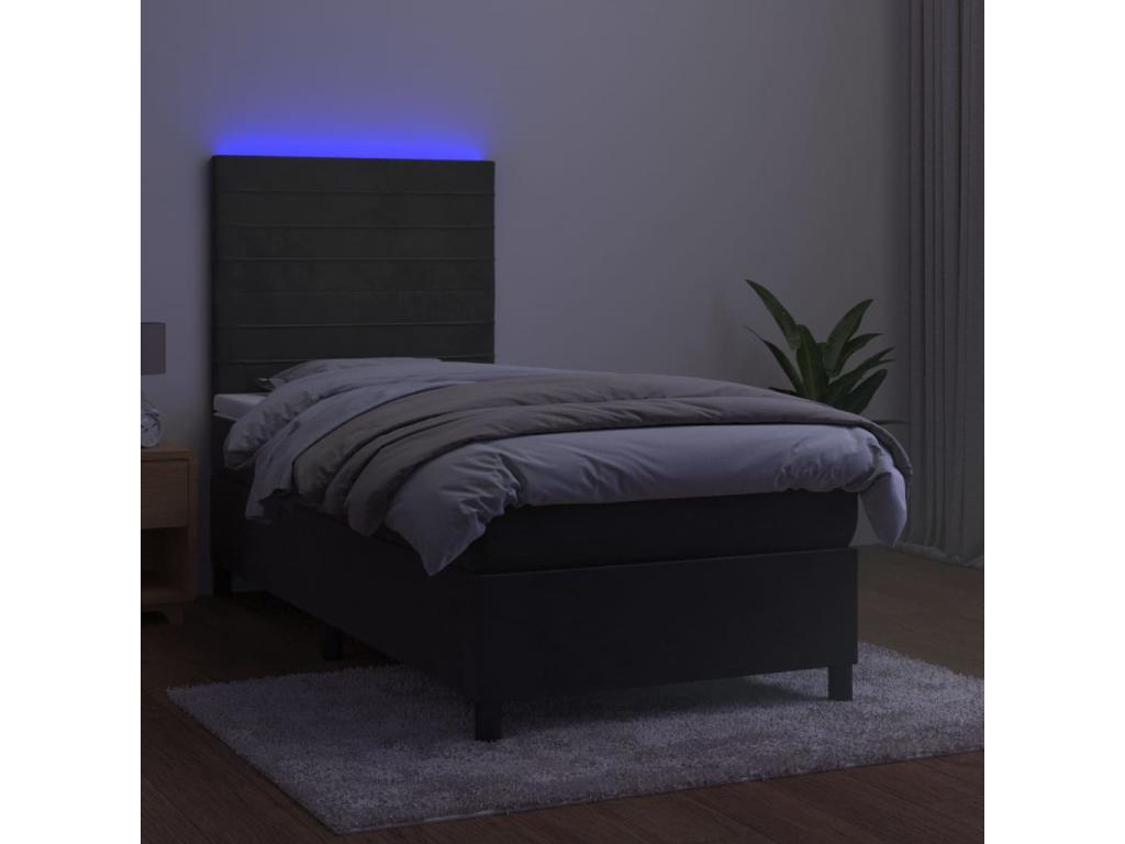 Zensova bed mattress with LED light, dark grey, 90x200cm, velvet, GTIA33730