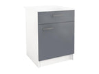 Kitchen cabinets - 1 base cabinet / 1 wall cabinet - 2 doors / 1 drawer - Glossy grey and white - Zensova XAIN50601