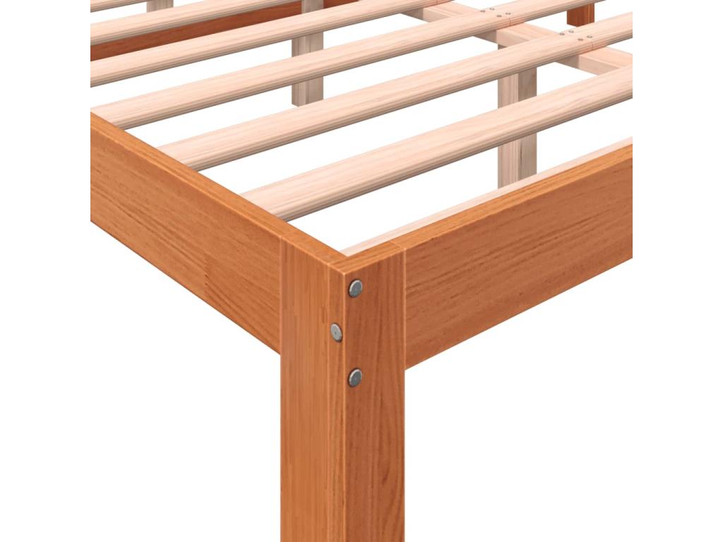 Bed frame and headboard, brown wax finish, 120x200 cm, pine wood, WEUD06177