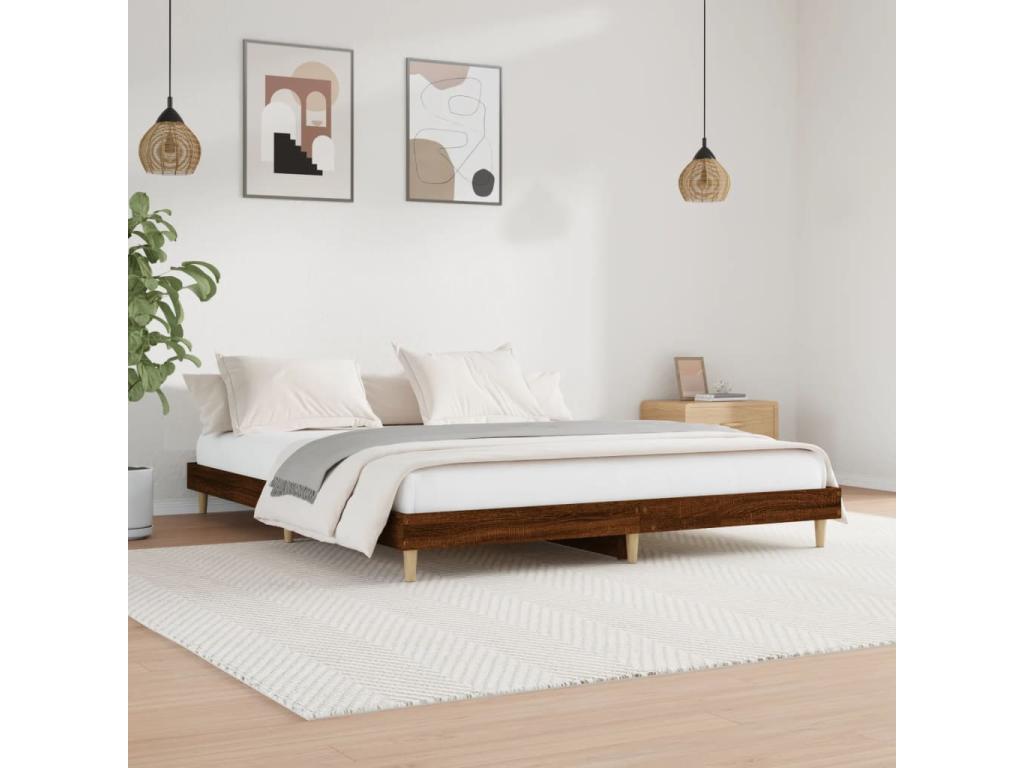 Bed frame without mattress, brown oak, 150x200 cm URPD26862