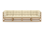 4-seater garden sofa with cushions, solid pine wood QPWD06004