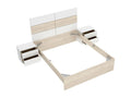 Ddunla Zensova double bed for bedroom. Bedding by bedroom. Mattress support 259x195 h122 cm White and Light Oak YIDJ27171