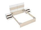 Ddunla Zensova double bed for bedroom. Bedding by bedroom. Mattress support 259x195 h122 cm White and Light Oak YIDJ27171