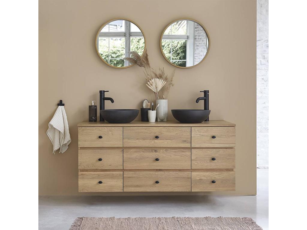 Oak wood bathroom cabinet 140 cm YJJQ32777