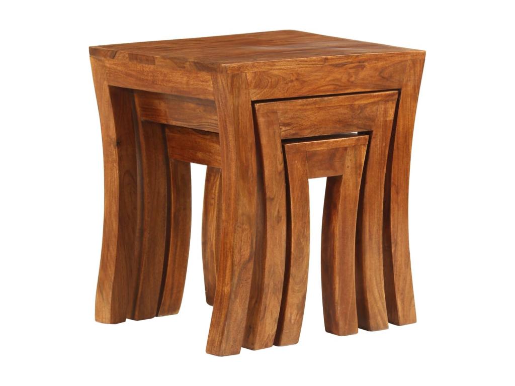 Nesting tables, 3 pieces, Zensova solid wood, 50x35x50 cm, Brown, PCPP87557
