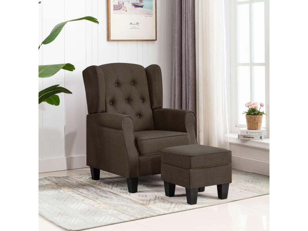 Armchair with footrest, Brown, Zensova KRLC41276