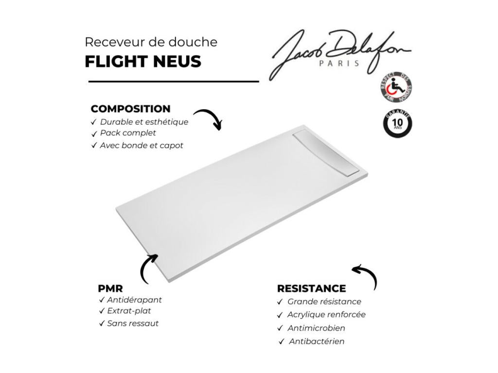 Non-slip shower tray pack 160x80 Neus rectangular white waterproofing WEDI drain cover VDJW34405