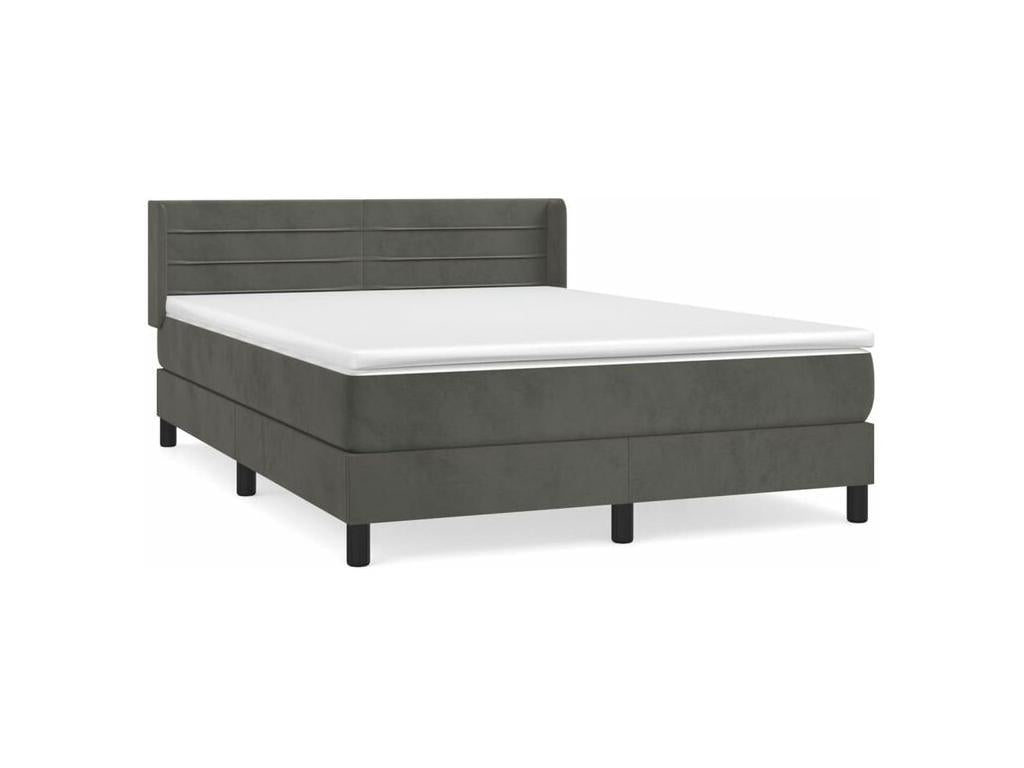 Zensova bed and mattress, dark grey, 140x190 cm, velvet, JYOF86918