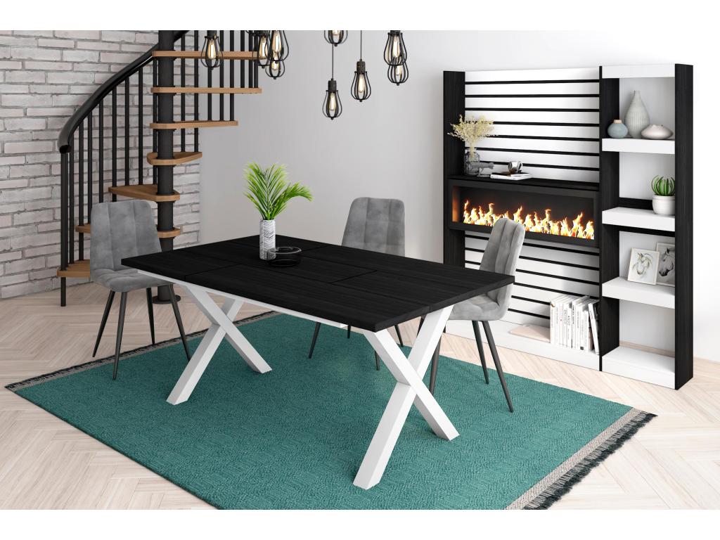 Dining table for 8 people, 170cm, Robust and stable structure and solid legs, Black GQXT32795