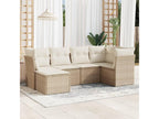 6-piece garden furniture set with cushions, beige woven resin UWQJ76583