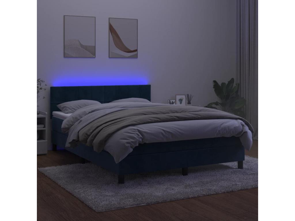 Zensova bed with LED mattress, dark blue, 140x200 cm, GAEL02588