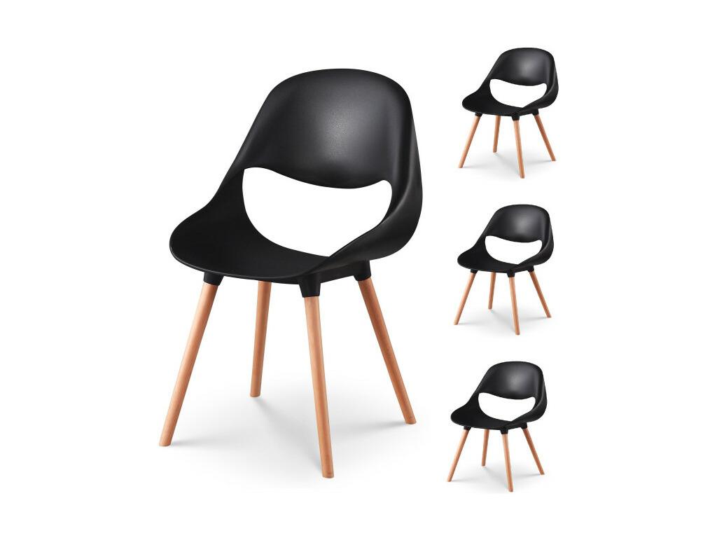 Set of 4 black dining chairs with wooden legs AYED03441