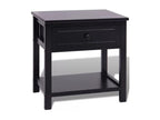 Bedside table with 1 drawer and 1 top, solid black paulownia wood - Set of 2 QWRB50109