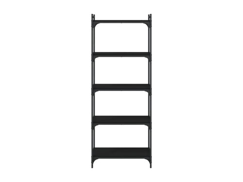 5-tier black bookcase, 60x30x154 cm, engineered wood, LCOX50372