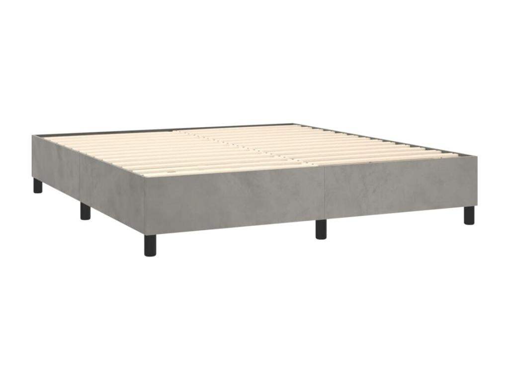 Bed base and mattress, light grey, 160x200cm, velvet, RBOT82671