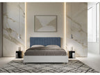 Bed without slatted base 160x190 white ash frame blue microfiber headboard Lumenao ASHG16517