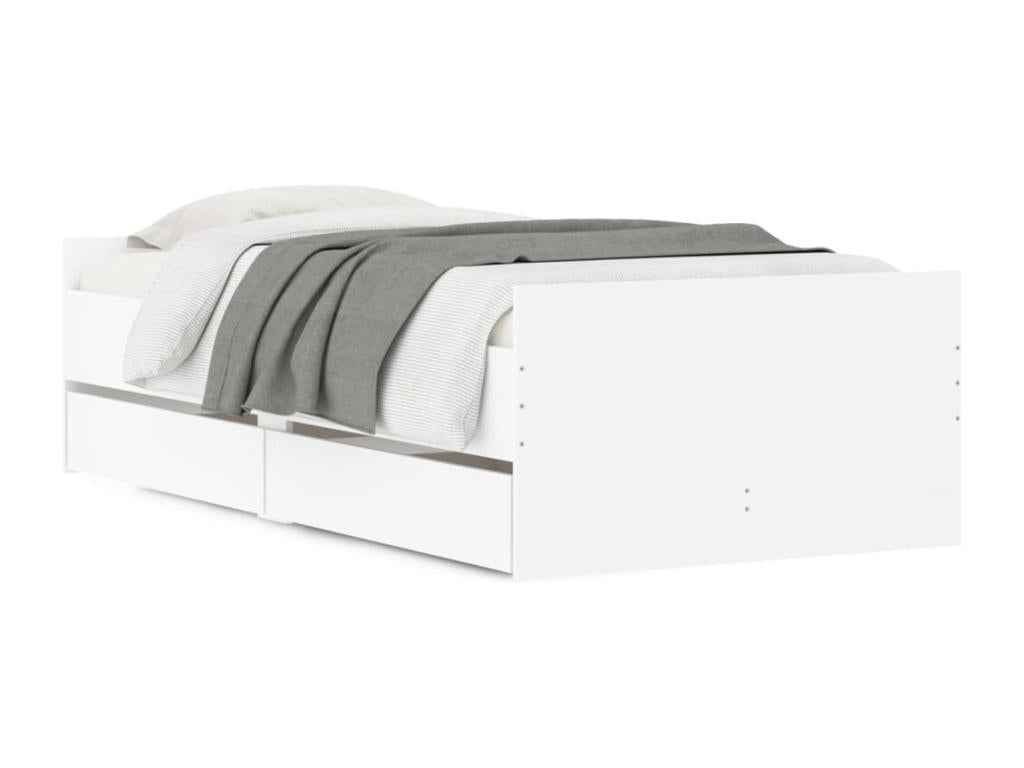 Bed frame with drawers, white, 90x200 cm, IXJT59385