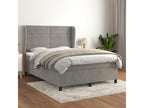 Bed base and mattress, light grey, 140x190cm, velvet, NBUC35783