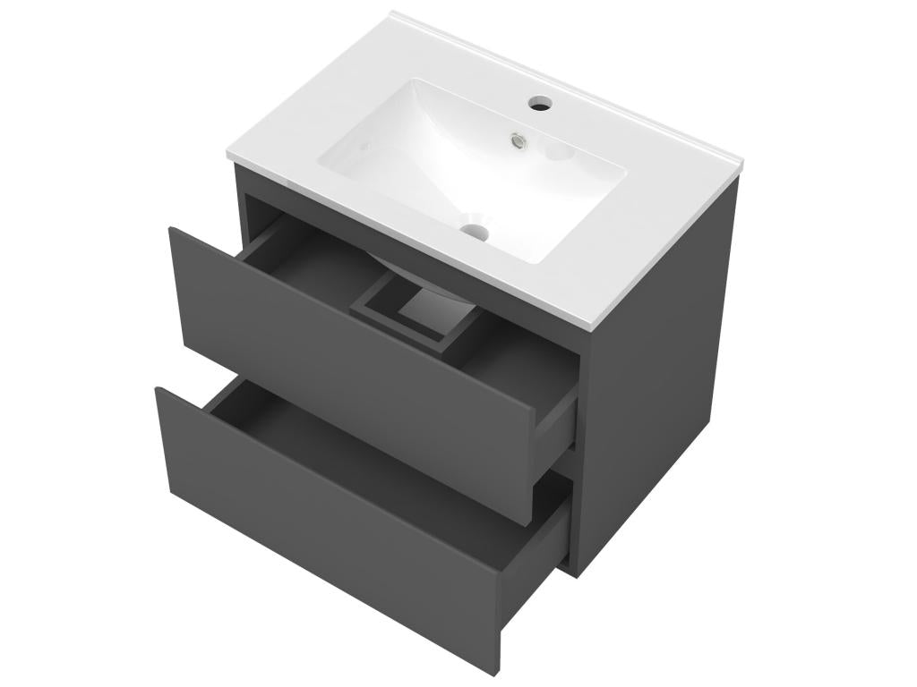 Bathroom furniture set with 80cm wall-mounted mirror cabinet, anthracite JSZF48554