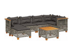7-piece garden furniture set with cushions, grey woven resin BVLR55294