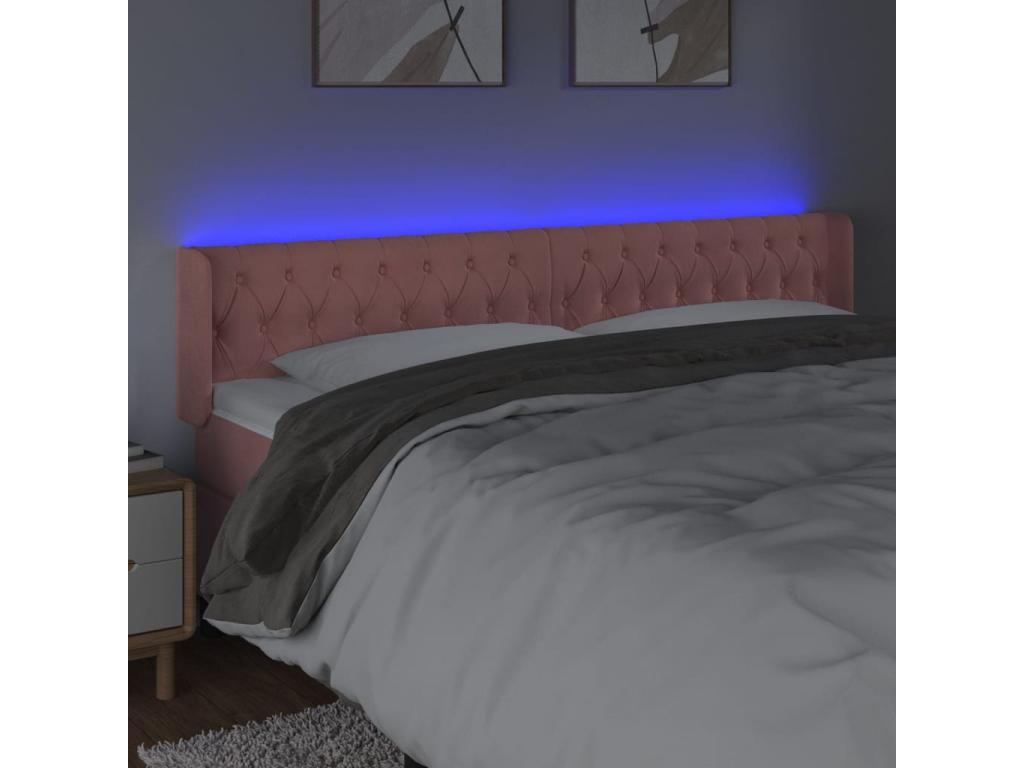 Pink LED Headboard 183x16x78/88 cm Velvet VEYT01866