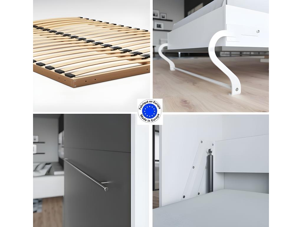 Zensova Vertical Wall Bed 140x200cm, White/Anthracite SRRY67122